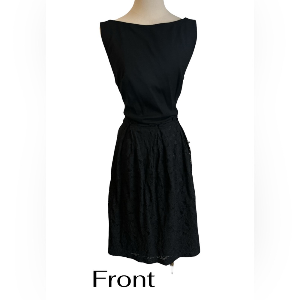 Talbots Black Midi Dress lace attached skirt women’s size 16‎ (E31)
